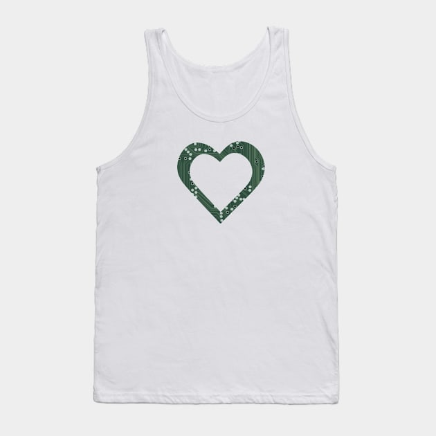 Green Circuit Board Heart Tank Top by WarriorWoman